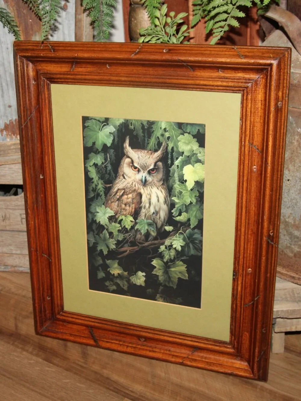 Rustic French Country Farmhouse Woodland Owl Moody Academia Wall Decor Picture